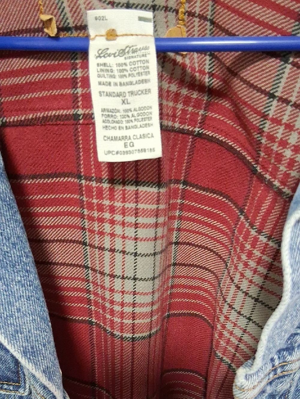 Levi's Vintage Blue Denim Jacket with Red Plaid Lining
